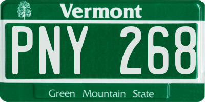 VT license plate PNY268