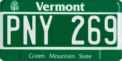 VT license plate PNY269