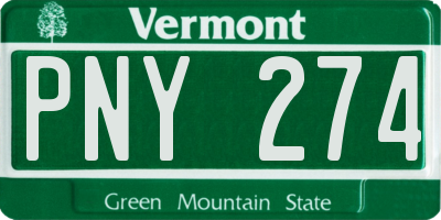 VT license plate PNY274