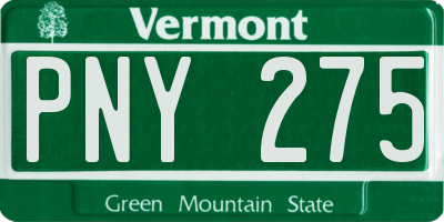 VT license plate PNY275