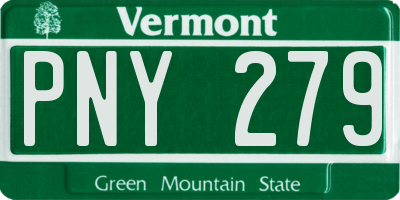 VT license plate PNY279