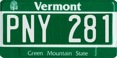 VT license plate PNY281