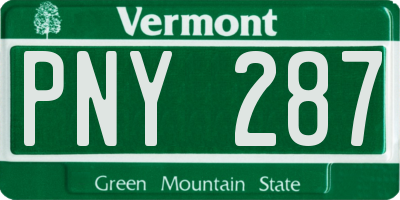 VT license plate PNY287