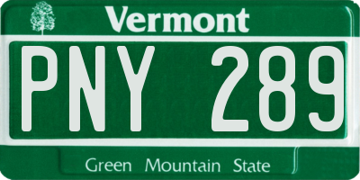 VT license plate PNY289