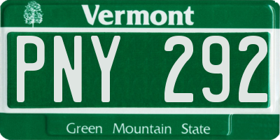 VT license plate PNY292