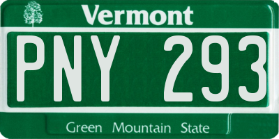 VT license plate PNY293