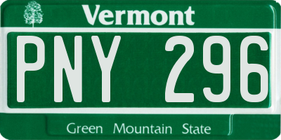 VT license plate PNY296