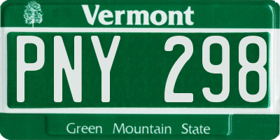 VT license plate PNY298