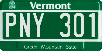 VT license plate PNY301