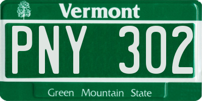 VT license plate PNY302