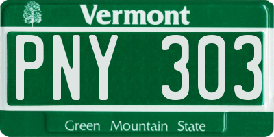 VT license plate PNY303