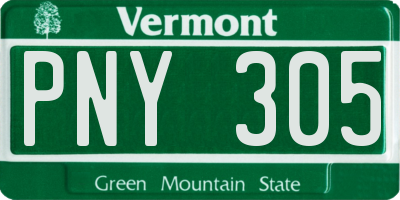 VT license plate PNY305