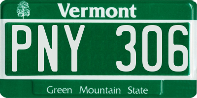 VT license plate PNY306