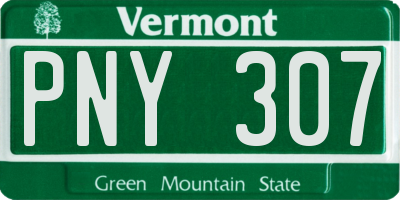 VT license plate PNY307
