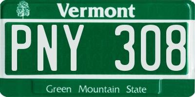 VT license plate PNY308