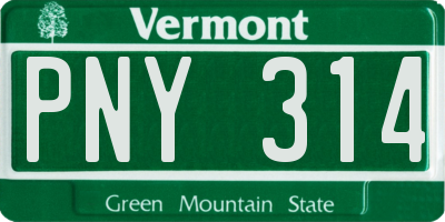 VT license plate PNY314