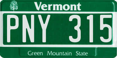 VT license plate PNY315