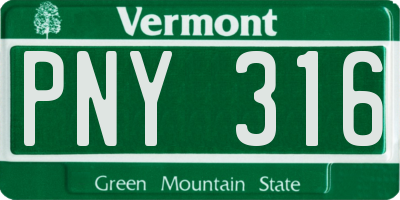 VT license plate PNY316