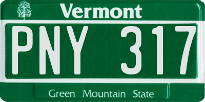 VT license plate PNY317