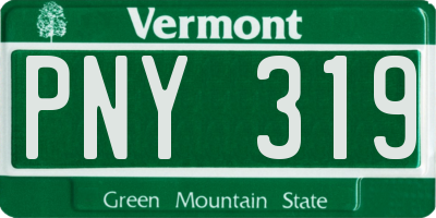 VT license plate PNY319