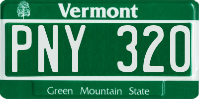VT license plate PNY320