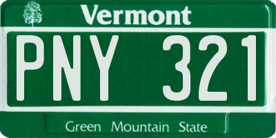 VT license plate PNY321