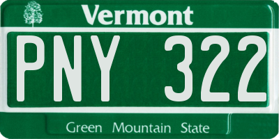 VT license plate PNY322
