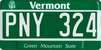 VT license plate PNY324