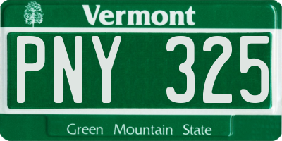 VT license plate PNY325