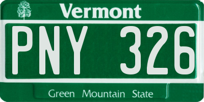 VT license plate PNY326