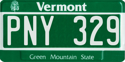 VT license plate PNY329