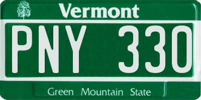 VT license plate PNY330