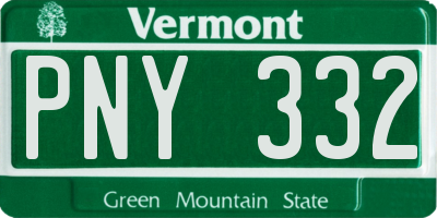 VT license plate PNY332
