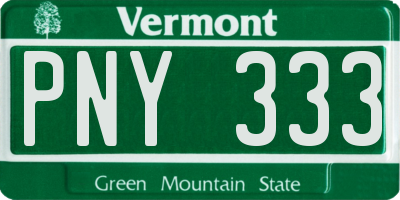 VT license plate PNY333