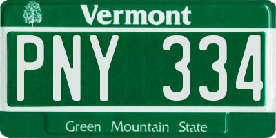 VT license plate PNY334