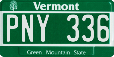 VT license plate PNY336