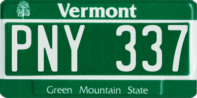 VT license plate PNY337