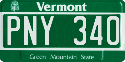 VT license plate PNY340