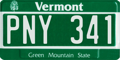 VT license plate PNY341