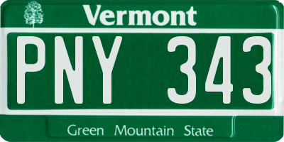 VT license plate PNY343