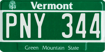VT license plate PNY344