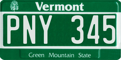 VT license plate PNY345