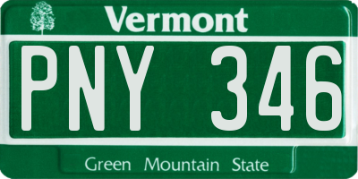 VT license plate PNY346