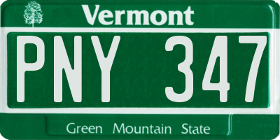 VT license plate PNY347