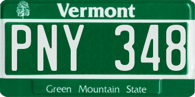 VT license plate PNY348