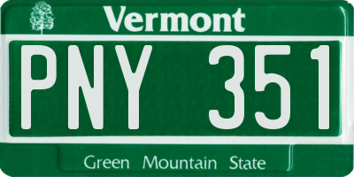 VT license plate PNY351