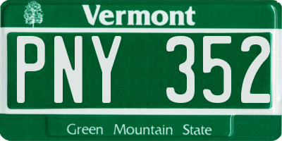 VT license plate PNY352