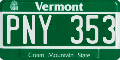 VT license plate PNY353