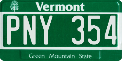 VT license plate PNY354