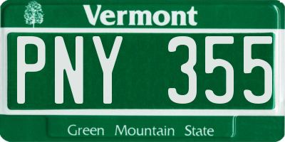 VT license plate PNY355